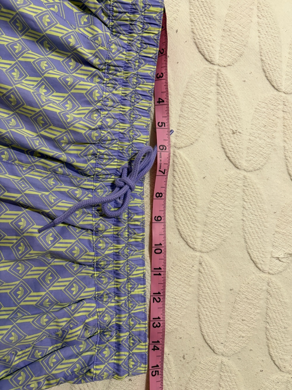 adidas Lavender & Light Lime Geo Icon Print drawstring athletic shorts size M - Picture 8 of 13